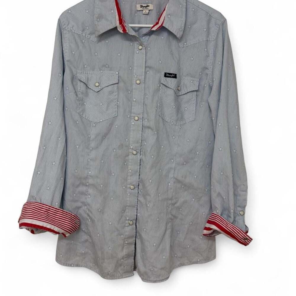 Wrangler Women's Blue and Grey Top